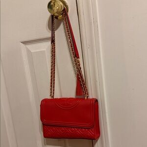 Tory Burch Red Quilted Shoulder Bag